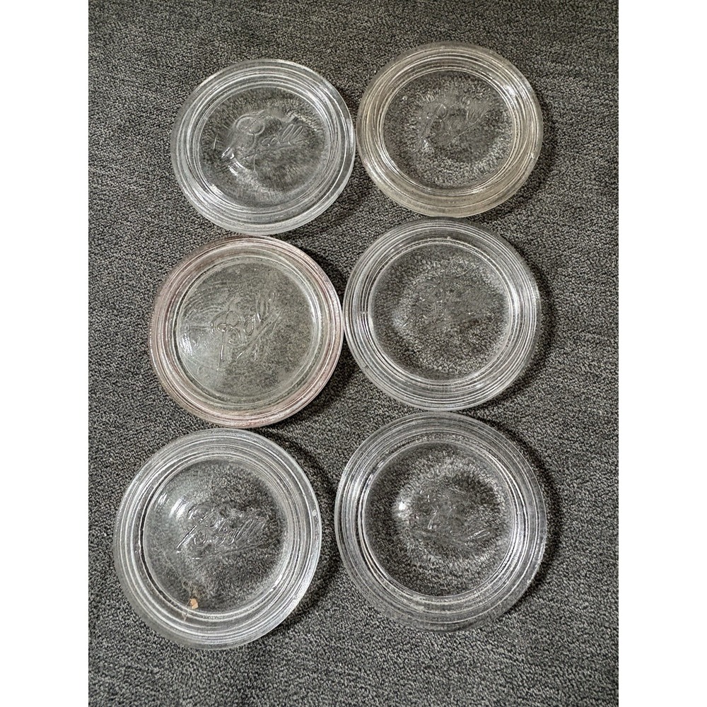6‎ Vintage Ball Glass Inserts For Regular Mouth Canning Jars 2 1/2" Set1